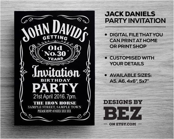 Jack Daniels 40th Birthday Invitations Jack Daniels Whiskey Style Party Invite Personalised Jack Daniels 40th Birthday Invitations Jack Daniels Whiskey Style Party Invite Personalised