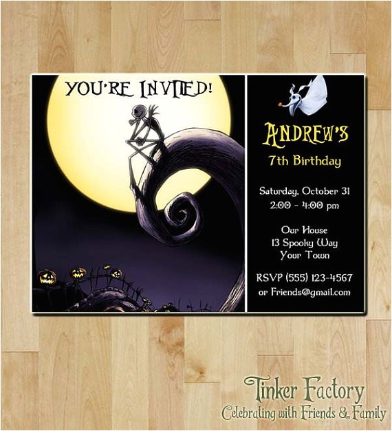 Jack Skellington Birthday Invitations Items Similar to the Nightmare before Christmas Birthday