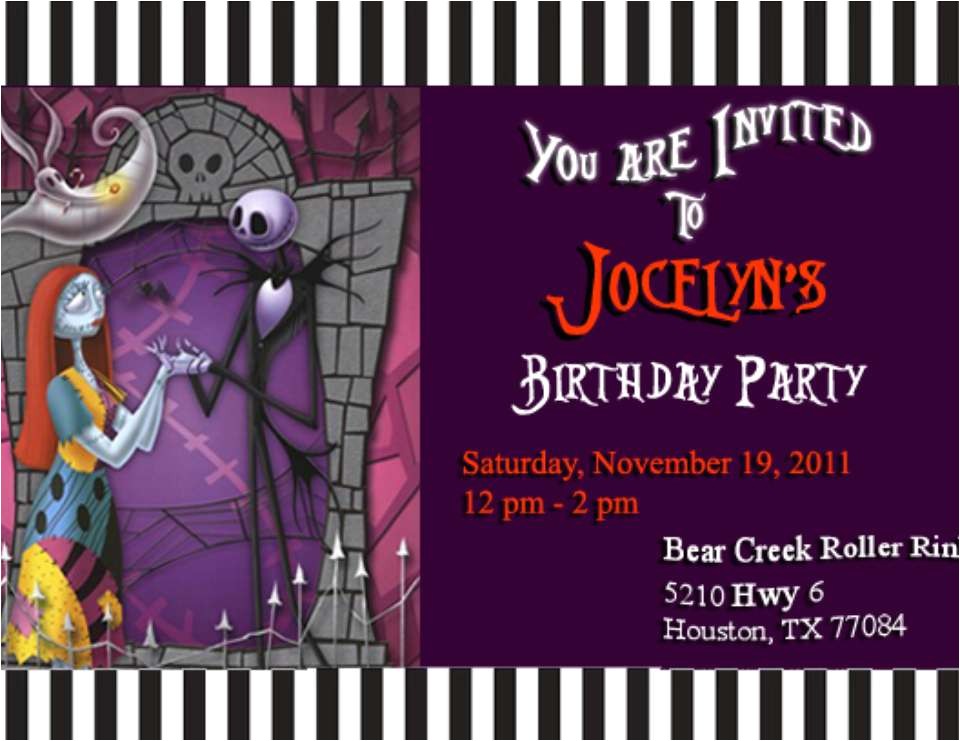 Jack Skellington Birthday Invitations Jack Skellington Birthday "jocelyn S Nightmare before