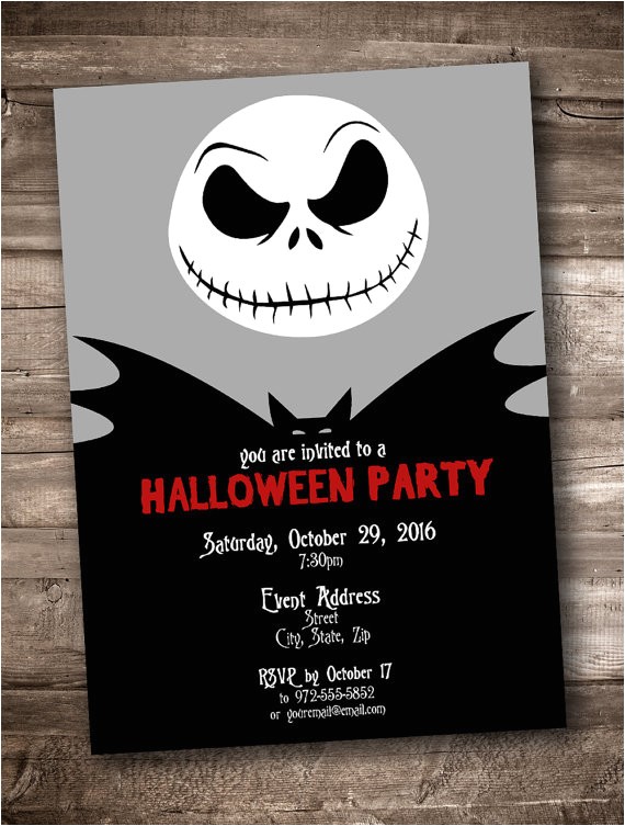 Jack Skellington Birthday Invitations Jack Skellington Party Invitation Personalized Digital