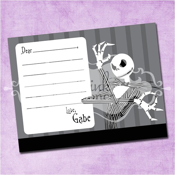 Jack Skellington Birthday Invitations Jack Skellington Thank You Card by Freshinkstationery On Etsy