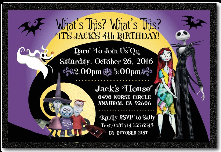 Jack Skellington Birthday Invitations Nightmare before Christmas Birthday Invitation [di 346
