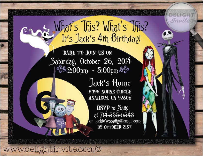 Jack Skellington Birthday Invitations Nightmare before Christmas Birthday Invitations by