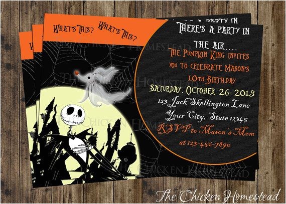 Jack Skellington Birthday Invitations the Nightmare before Christmas Jack Skellington Custom