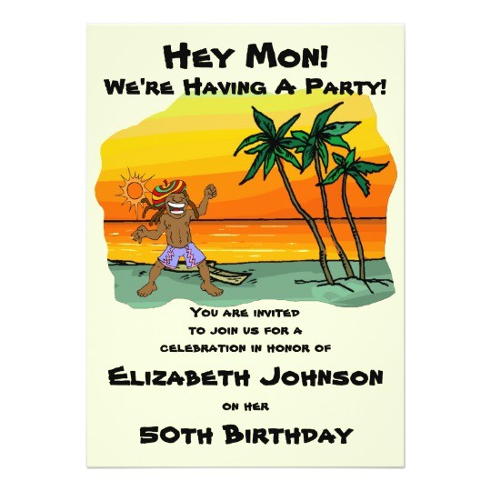 Jamaican themed Bridal Shower Invitations Hey Mon Jamaica Beach Birthday Party Invitation