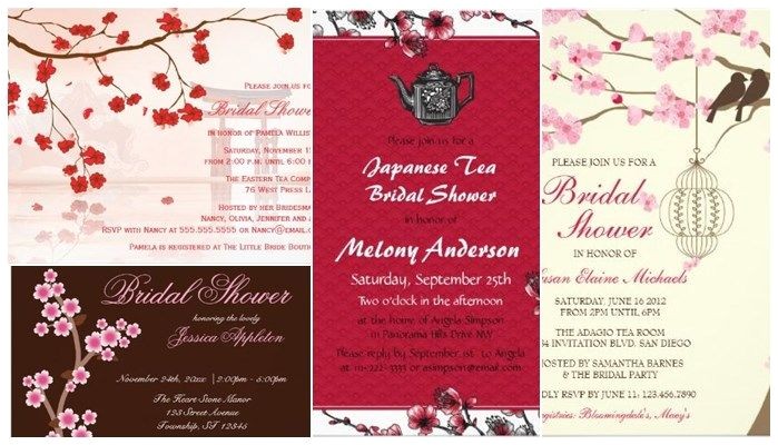 Japanese themed Party Invitations Bridal Shower Cherry Blossom Floral Invitations