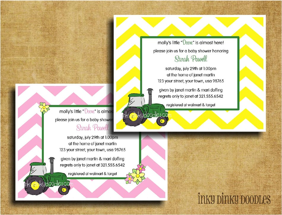 John Deere Baby Shower Invites Green Tractor Baby Shower Invitation Perfect for John Deere