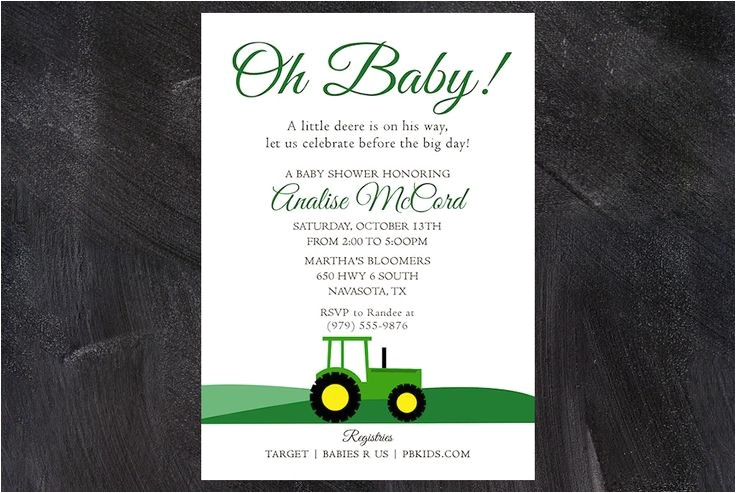 John Deere Baby Shower Invites John Deere Baby Shower Invitation $12 00 Via Etsy