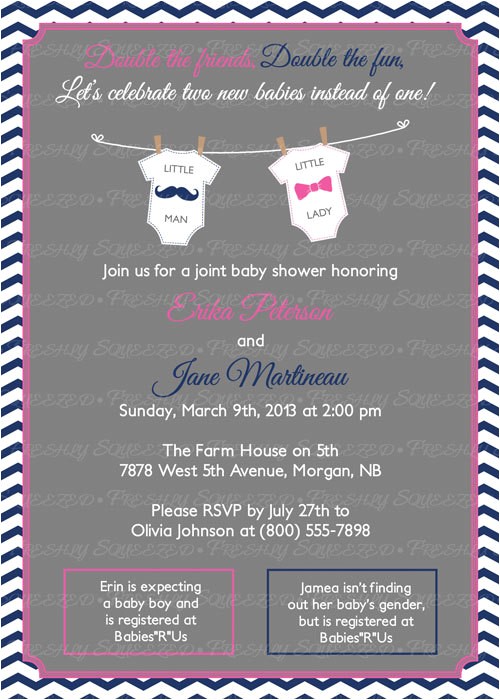 Joint Baby Shower Invitation Wording Joint Baby Shower Invitation Mustache and by