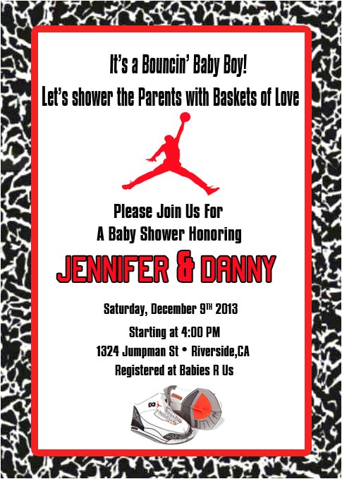 Jordan Baby Shower Invitations Items Similar to Jordan Red Babyshower On Etsy