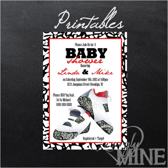Jordan Baby Shower Invitations Printable Jordan Jumpman Inspired Baby Shower by Lovinglymine