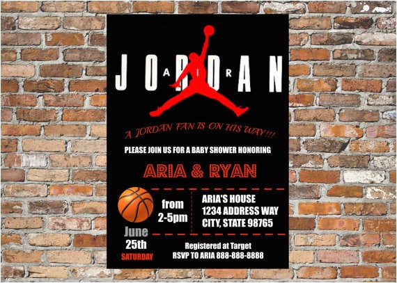 Jordan Baby Shower Invitations Set 20 Jordan Baby Shower Invitation Jordan Baby Shower Jordan