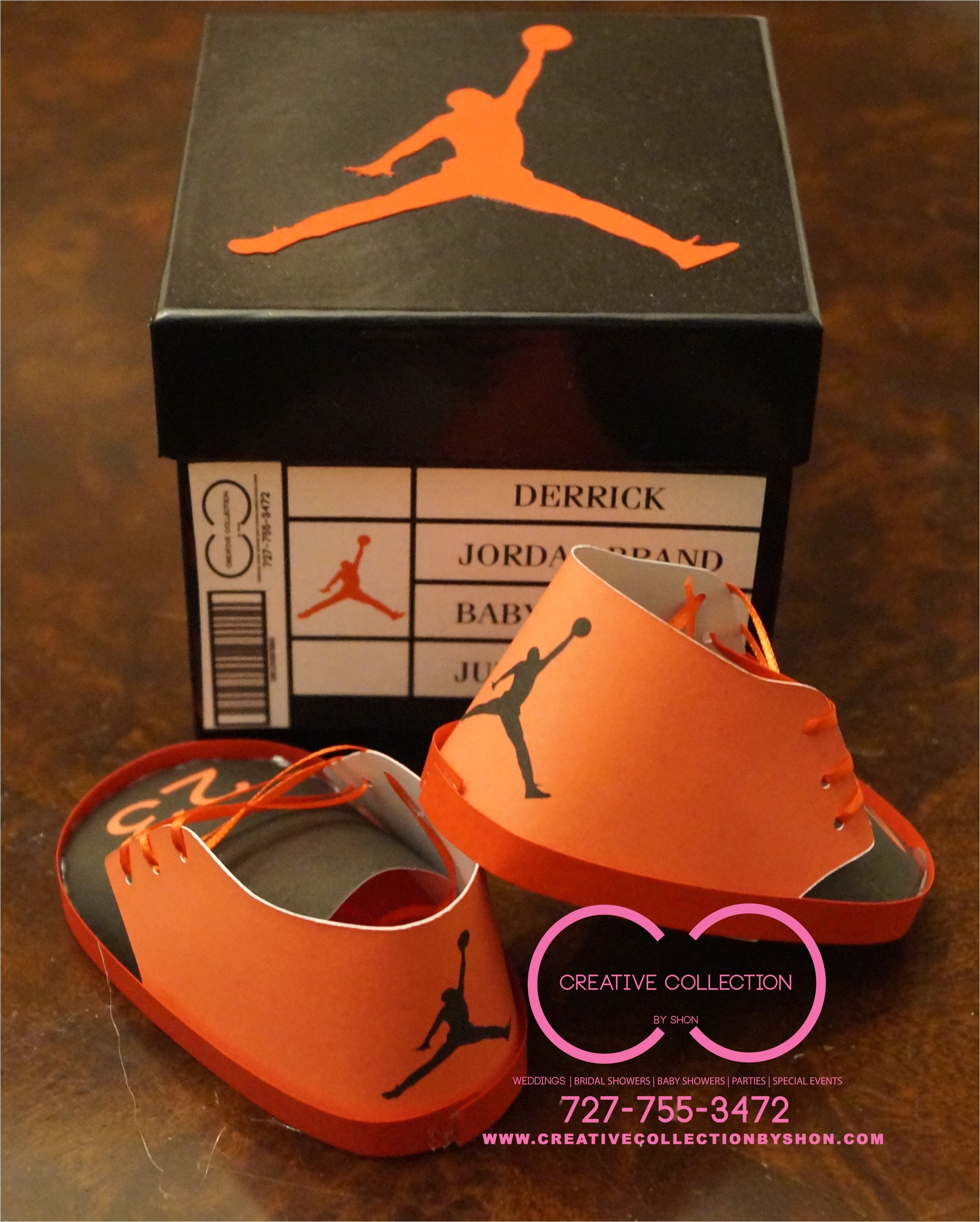 Jordan Box Baby Shower Invitations Jordan Jumpman Inspired Baby Shoes and Box Invitation