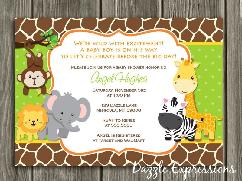 Jungle theme Baby Shower Invitation Templates Printable Jungle Baby Shower Invitation