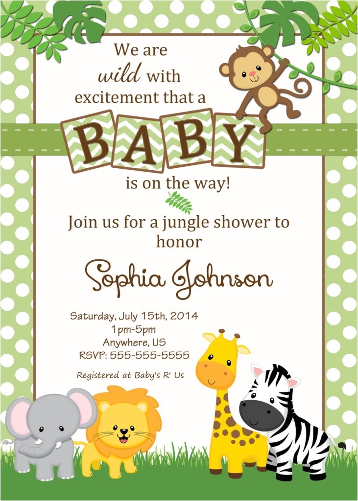 Jungle theme Baby Shower Invites Baby Shower Jungle theme Invitations
