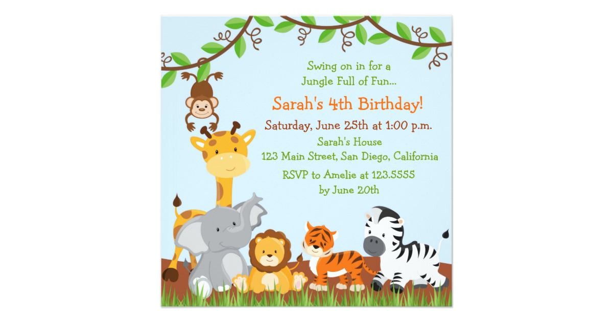 Jungle theme Birthday Invitations Free Printable 17 Safari Birthday Invitations Design Templates Free