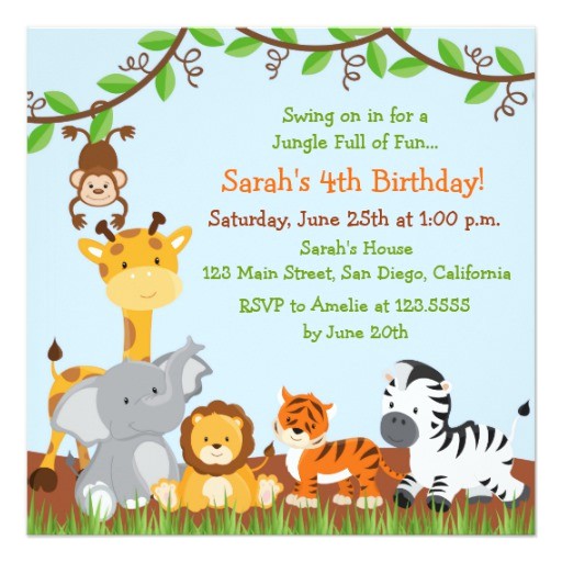 Jungle theme Birthday Invitations Free Printable Cute Safari Jungle Birthday Party Invitations Zazzle
