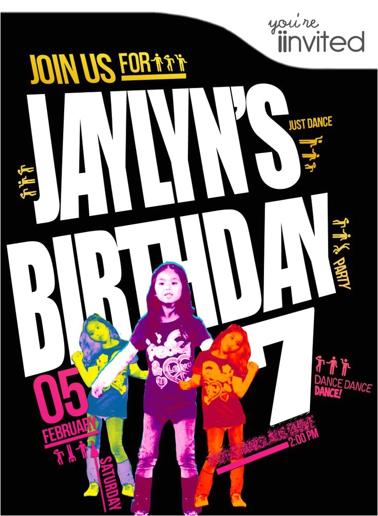 Just Dance Birthday Party Invitations Just Dance Custom Invitation Kids Birthday Pinterest