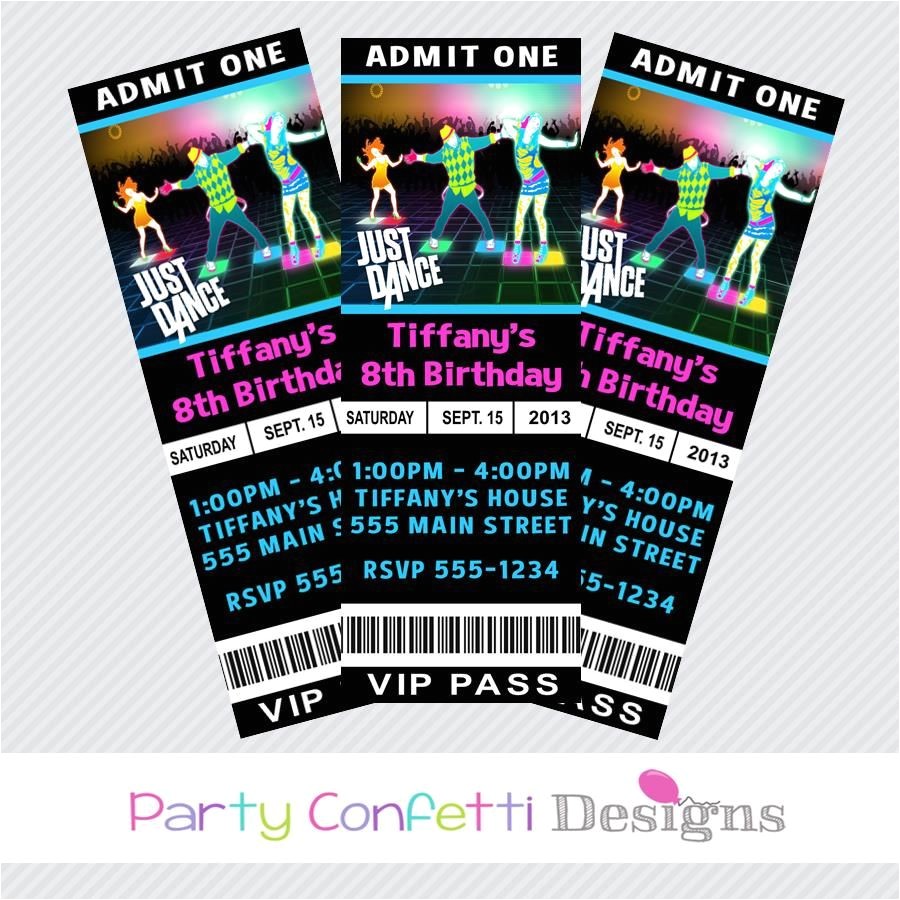 Just Dance Birthday Party Invitations Just Dance Invites Just Dance Ticket Invitations Just