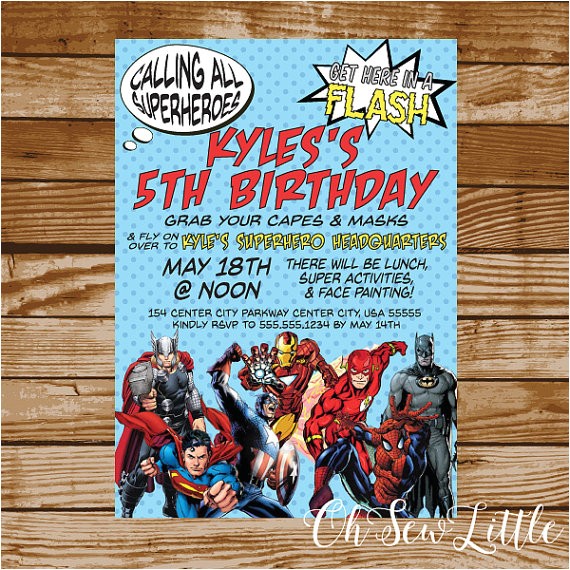 Justice League Birthday Invitations Printable Avengers Birthday Invitation Justice League by Ohsewlittle
