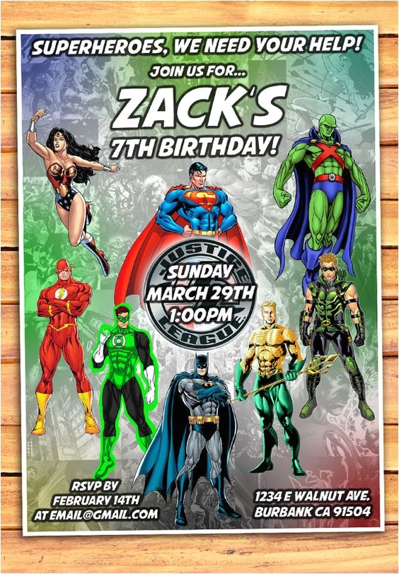 Justice League Birthday Invitations Printable Justice League Birthday Invitation Justice by