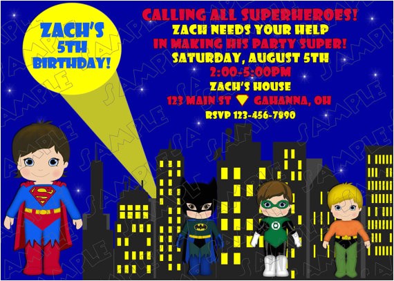 Justice League Birthday Invitations Printable Superman Superhero Inspired Justice League Birthday Party