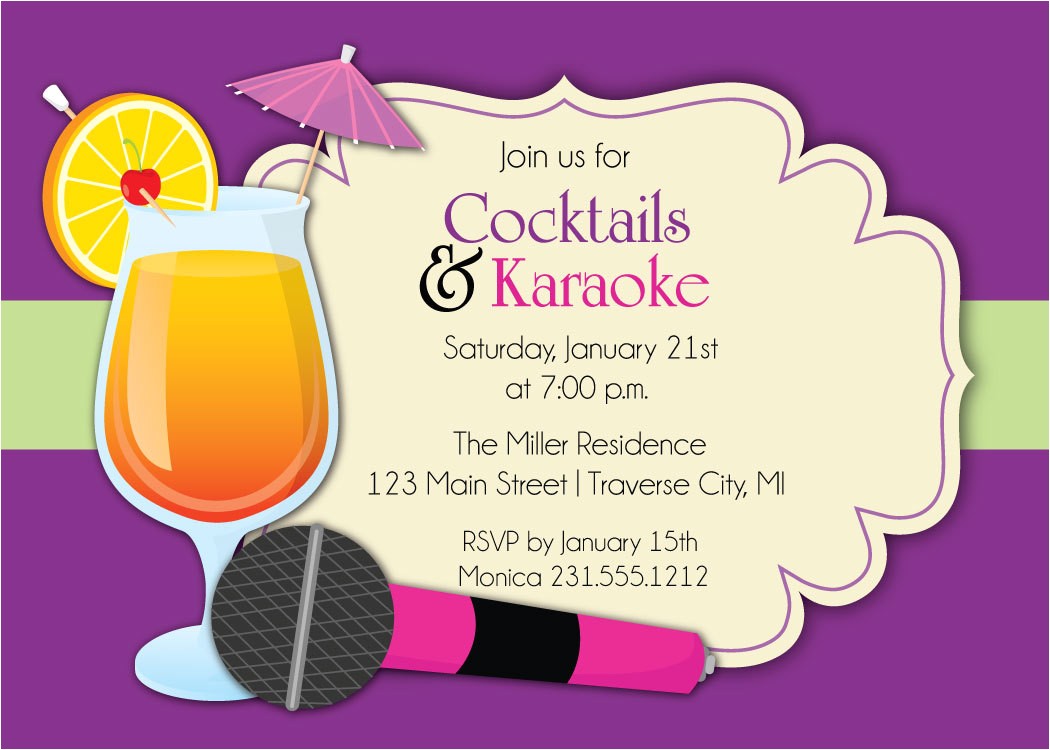 Karaoke Party Invitation Templates Karaoke Invitation Cocktails & Karaoke Party Invite for