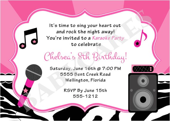 Karaoke Party Invitation Templates Karaoke Party Birthday Invitation Diy Print Your Own
