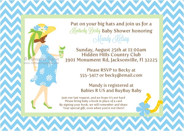 Kentucky Derby Baby Shower Invitations Blue Kentucky Derby Mommy to Be Baby Shower Invitations