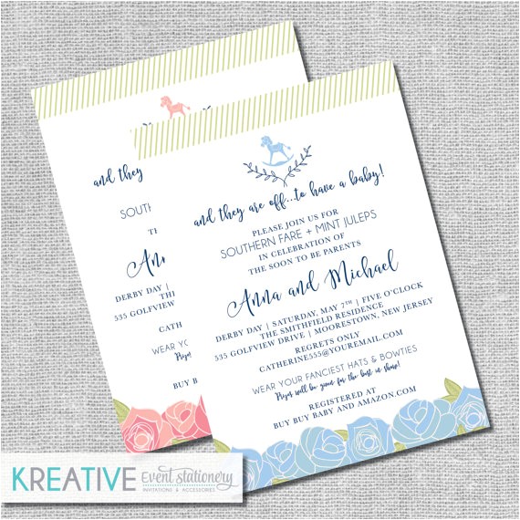 Kentucky Derby Baby Shower Invitations Kentucky Derby Baby Shower Invitation Run for the Roses