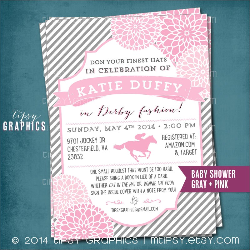 Kentucky Derby Baby Shower Invitations Kentucky Derby Baby Shower Invitation Stripes and Mums Any