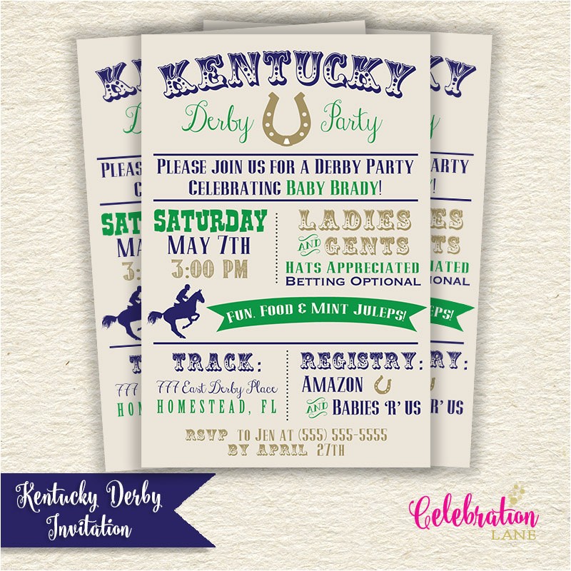 Kentucky Derby Baby Shower Invitations Kentucky Derby Baby Shower Printable Invitation Custom