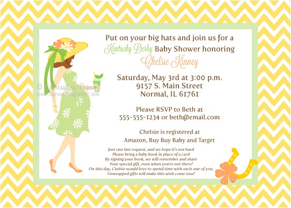 Kentucky Derby Baby Shower Invitations Yellow Kentucky Derby Baby Shower Invitations