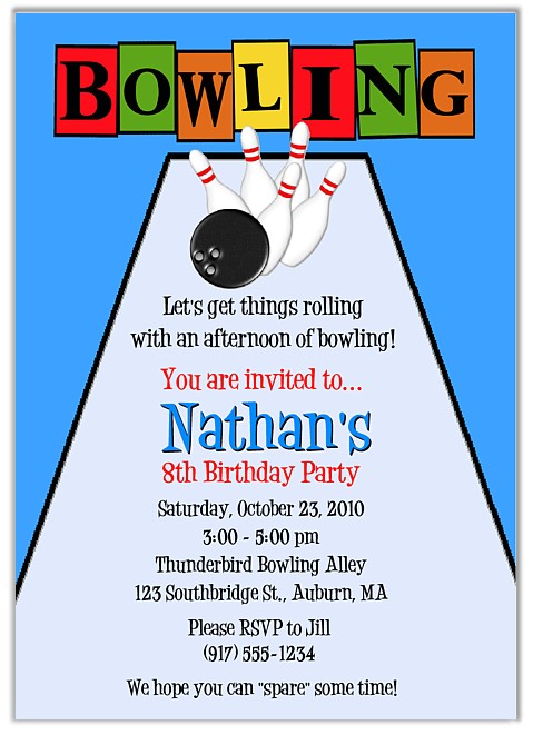 Kids Bowling Birthday Party Invitations Bowling Invitation Template Cliparts