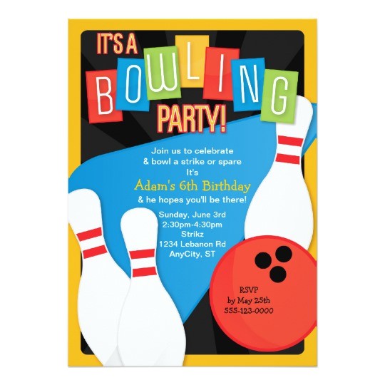 Kids Bowling Birthday Party Invitations Retro Bowling Kid S Birthday Party Invitation