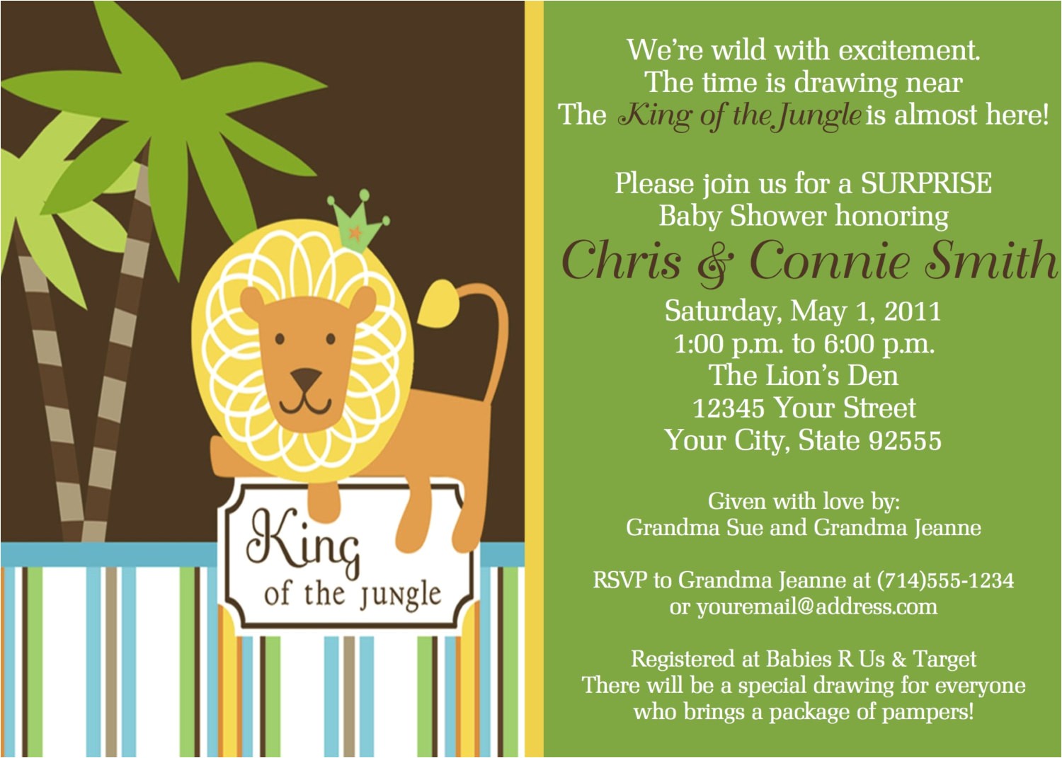 King Of the Jungle Baby Shower Invitations King Of the Jungle Baby Shower Invitation Reserved Listing for