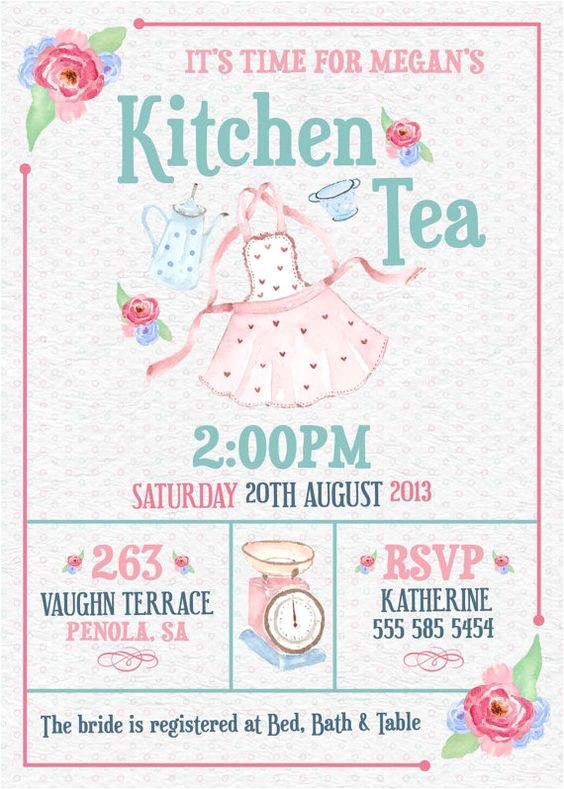 Kitchen Tea Party Invitation Ideas Kitchen Tea Invitation or Bridal Shower Tea Invitation
