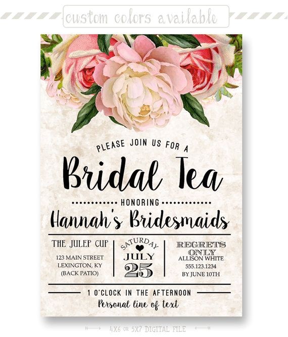 Kitchen Tea Party Invitation Ideas Tea Stained Floral Bridal Tea Invitation Bridesmaid