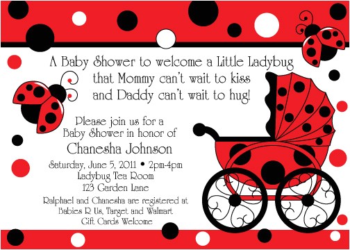 Lady Bug Baby Shower Invitations Ladybug Buggy Baby Shower Invitations