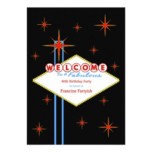 Las Vegas Birthday Party Invitations Fabulous Las Vegas Sign Birthday Party Invitation 13 Cm X