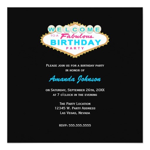 Las Vegas Birthday Party Invitations Las Vegas Sign Birthday Party Invitation Zazzle