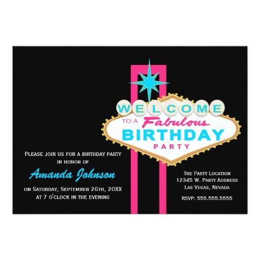 Las Vegas Birthday Party Invitations Las Vegas Sign Birthday Party Invitation Zazzle