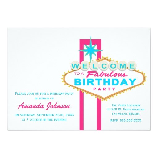 Las Vegas Birthday Party Invitations Las Vegas Sign Birthday Party Invitation Zazzle