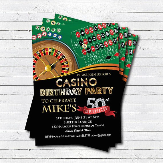 Las Vegas themed Birthday Invitations Casino 50th Birthday Invitation Adult Man Birthday Surprise