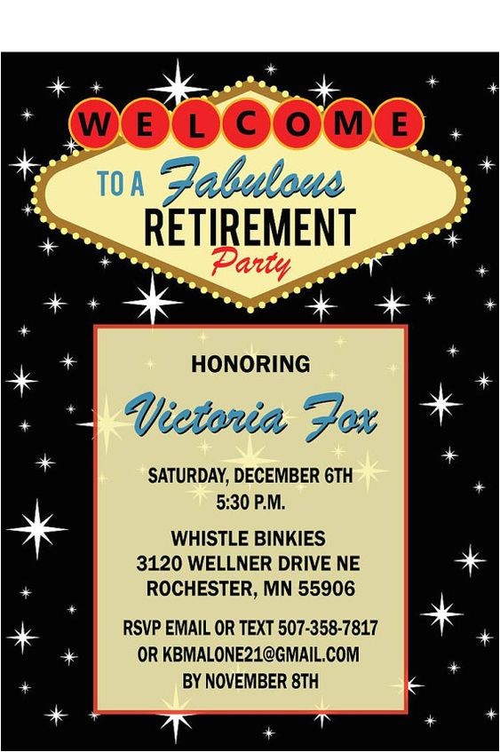 Las Vegas themed Birthday Invitations Las Vegas Retirement Invitation • Casino theme by
