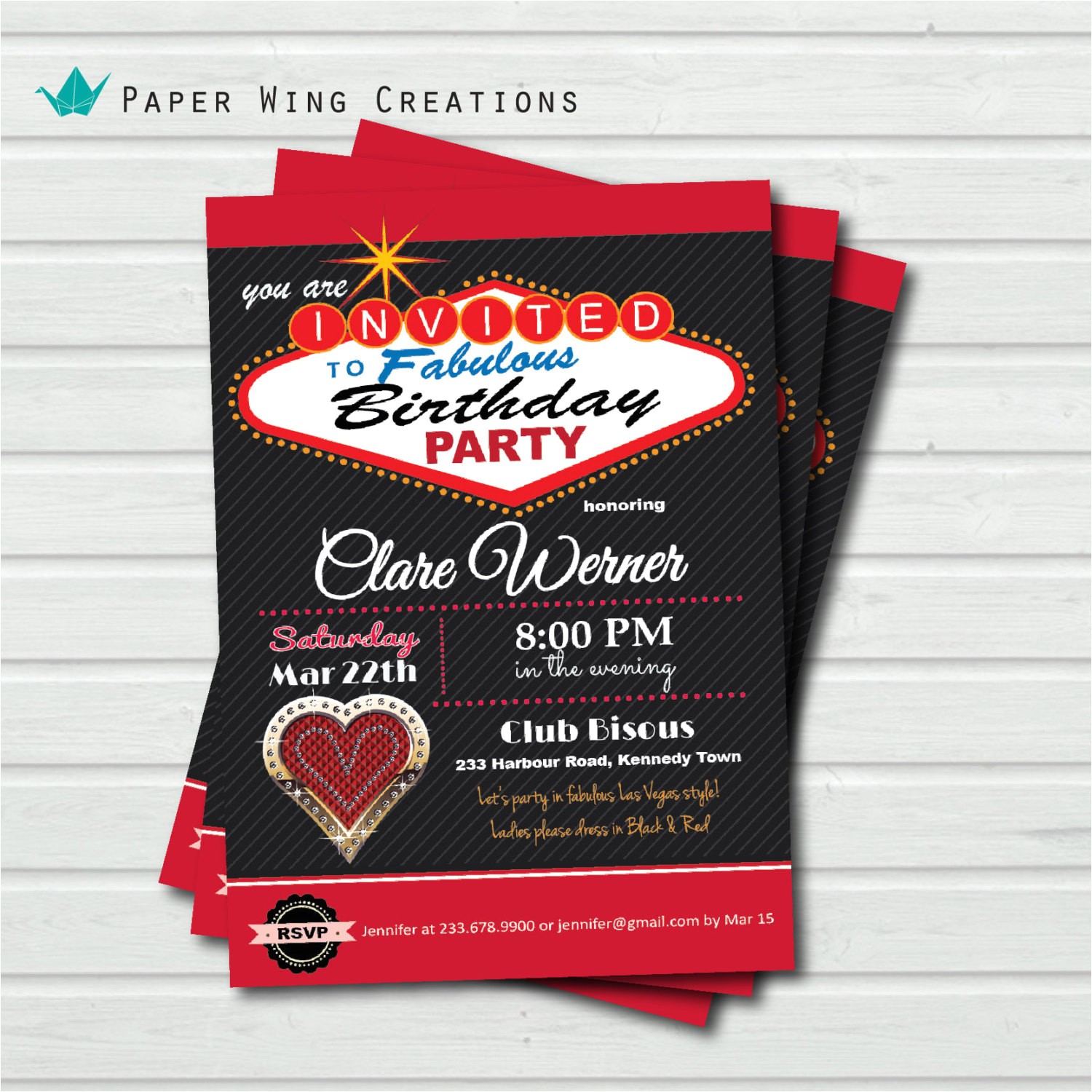 Las Vegas themed Birthday Party Invitations Casino Birthday Invitation for Woman Las by