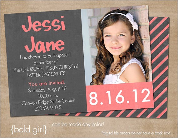 Lds Baptism Invite Items Similar to Lds Baptism Invitation Modern Baptism