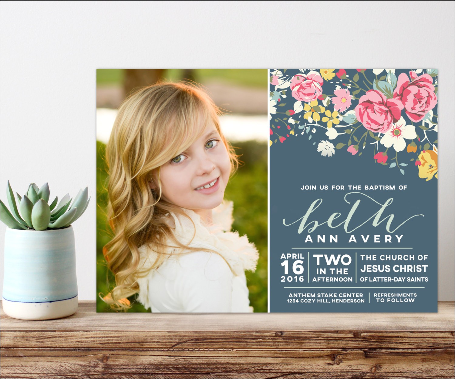 Lds Baptism Invite Lds Baptism Invitation Girl Baptism Invitation Printable