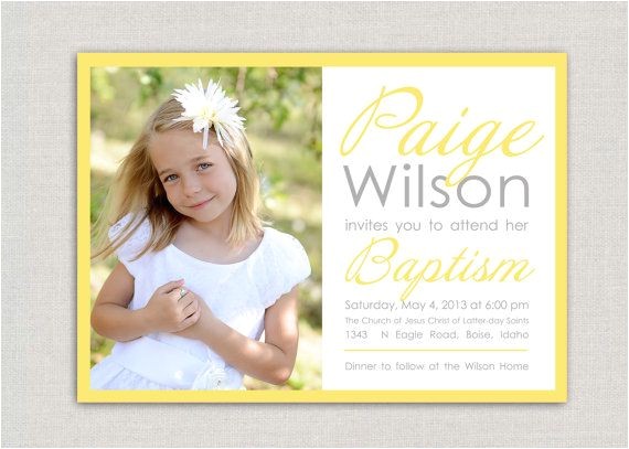 Lds Baptism Invites Lds Baptism Invitation Paige