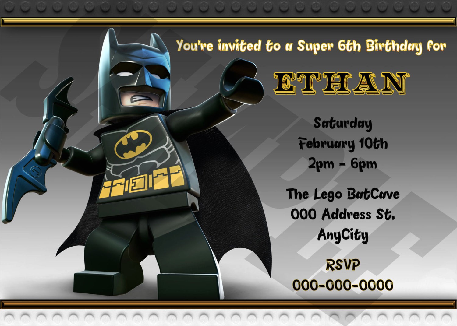 Lego Batman Party Invitations Free Printable Lego Batman Birthday Invitation Printable Lego Batman Invite